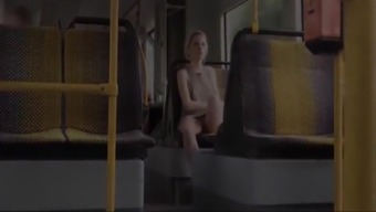 Amazing Blonde in Bus (downblouse and upskirt no pantie)