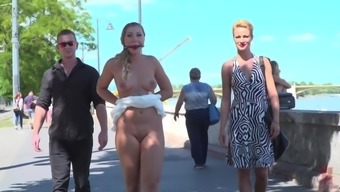 Cherry Kiss and Vyvan Hill in a hardcore public humiliation scene