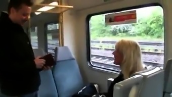 Stacked German milf gets drilled and facialized on a train