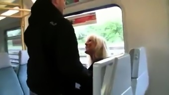 Stacked German milf gets drilled and facialized on a train