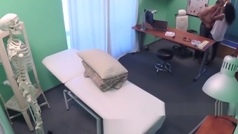 Doctor fucks ebony cleaning lady in office