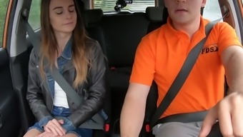 Fake Driving Schooll hot cute hot teen brunette tight pussy fucked