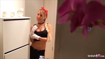 Skinny Teen Maid Nina Give Handjob to her Boss German