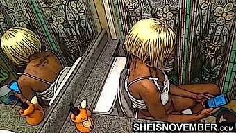 Ebony cartoon slut taking a long piss on the toilet anime