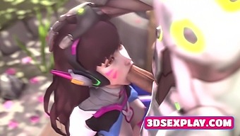 DVa from 3D Game Overwatch Gets Thumped by a Big Long Dick