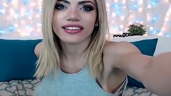 Cute and Slutty Blonde with Huge Fake Tits on Video Call