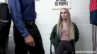 Shoplifting girl Emma Starletto is punished by kinky security guy