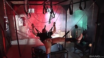 Naughty fucking between tied up male slave and sexy Valery Summer