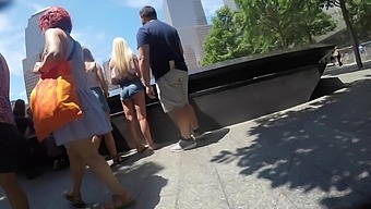 Incredibly Short Mini Jeans Skirt Candid Upskirt hot