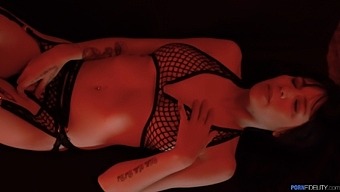 Erotic love making with sexy pornstar Leda Bear in fishnet