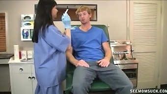 Patient needs to have his balls emptied and a nurse helps him cum