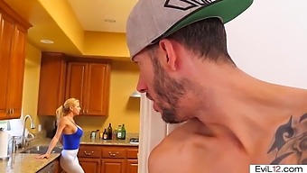 Incredibly sexy busty step mom sucks and fucks with step son