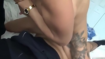 Tattooed blonde woman, Mary is having casual sex with her fitness trainer, because it feels so good