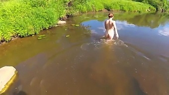 Real Outdoor FUCK on the River Bank after Swimming - POV 