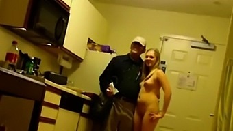 Blonde Girlfriend Posing And Flashing With Pizza Boy