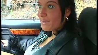 Flashing big titties in a car is so much fun and this lady is hardly shy