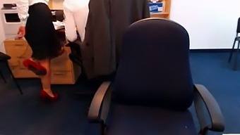 Zealous office chick pets her own wet pussy on webcam for me