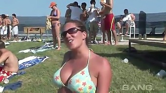 These sluts love partying and some of them look extremely hot in their bikinis