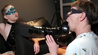 Princess Spits in The Slave Face Smears Saliva on His Face With Her Boots