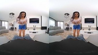 Virtual reality in POV with Sheila Ortega receiving cum on tits