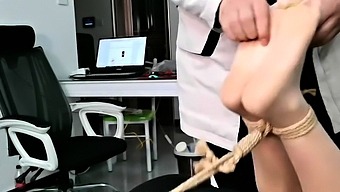Hot Chinese Girl Hogtied Toe Tied then tickled