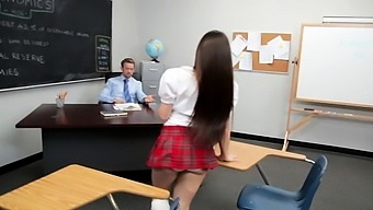 Wild college babe can't get enough of her teacher's big cock