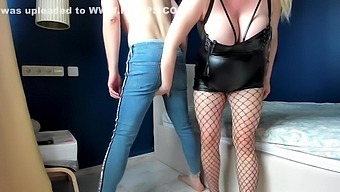 Blue Jeans Ballbusting: Hard Kicks In The Balls From Furious Bitch In High Heels And Stockings