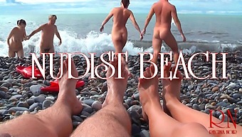 NUDIST BEACH – Nude young couple at beach, naked teen couple