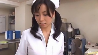 Sexy Japanese girl Hina Hanami gives a BJ to a lucky doctor