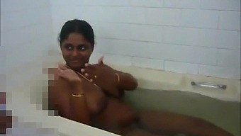 Tamil mom showers in front of husband