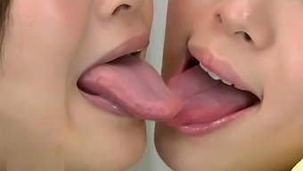 Japanese Lesbian Spit Kiss