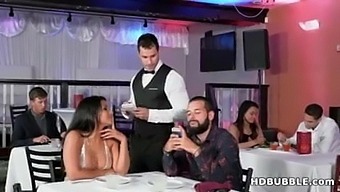 Public restroom sex with a cheating wife and the waiter