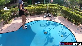 Amateur Thai teen is really bad at minigolf but good at sex