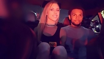 Naughty girl Anya Olsen has fun with a stiff cock in the car