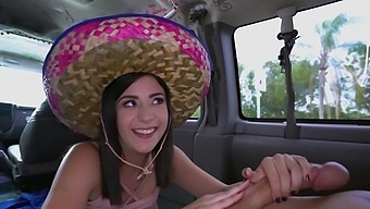 Mexican chick devours whole cock in bang bus tryout