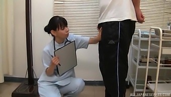 Lucky man gets his dick pleasured by a naughty Japanese nurse