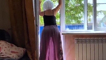 Step mom in a transparent dress shows her big ass to her stepson and waits for anal sex