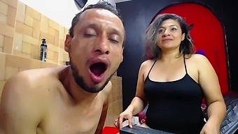 He Masturbates In Front Of Her He Releases His Big Load In Her Hands And He Eats His Own Cum