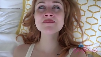 Skinny amateur redhead with small tits and braces gets her pussy eaten and rides dick POV Scarlet Skies