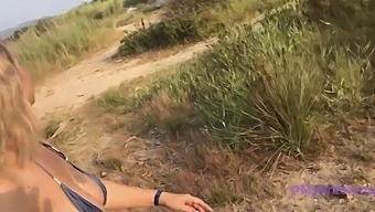 Extreme anal sex with mature wife on the beach in broad daylight