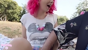 Hot Pink Hair Teen With Butt Plug In Public Park, Flashing, Riding Bicycle And Sucking Dick Preview