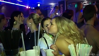 Reality porn video with group fucking in the night club - HD