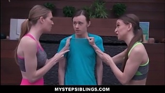 Teen Twin StepSisters Threesome With Nerdy StepBrother