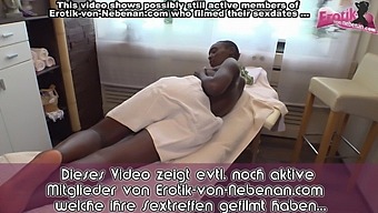 German skinny black teen is seduced at massage and swallows cum