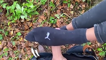 Dirty Surprise Sockjob While Hiking. Naught Teen 