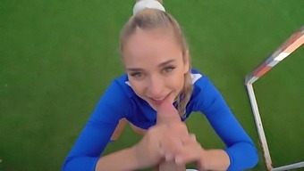 Petite cheerleader is fucked by a big+dicked soccer player