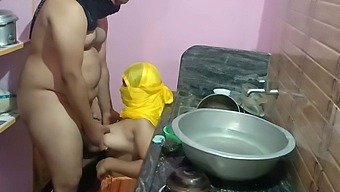 Stepsister has sex with stepbrother in the kitchen