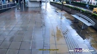 Colombian redhead nymphomaniac is chased in shopping mall by depraved Inka follower