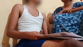 Stepmom fucked her son while studying with big cock with Clear Hindi audio