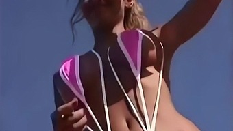 Jodi pink slingshot bikini AI enhanced